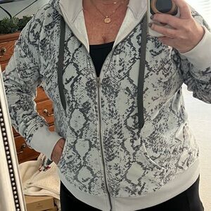 LuLaRoe Bethany Gray Snake Print Zip-Up Hoodie